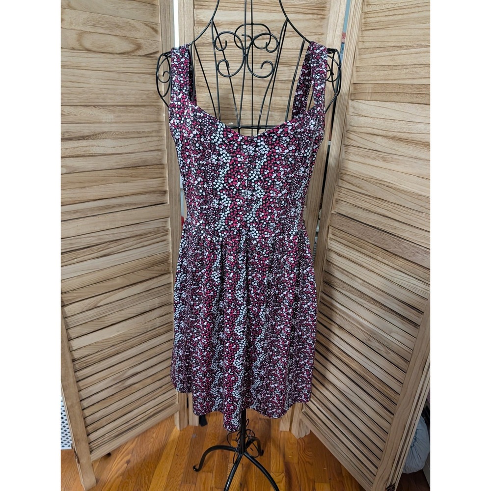Bebop Dress Womens Medium Black Pink White Floral Sleeveless Summer Mini